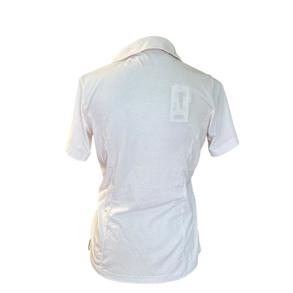 Cracked Wheat Short Sleeve Rhinestone Button Golf Polo Shirt SZ Small White NEW - Picture 3 of 7